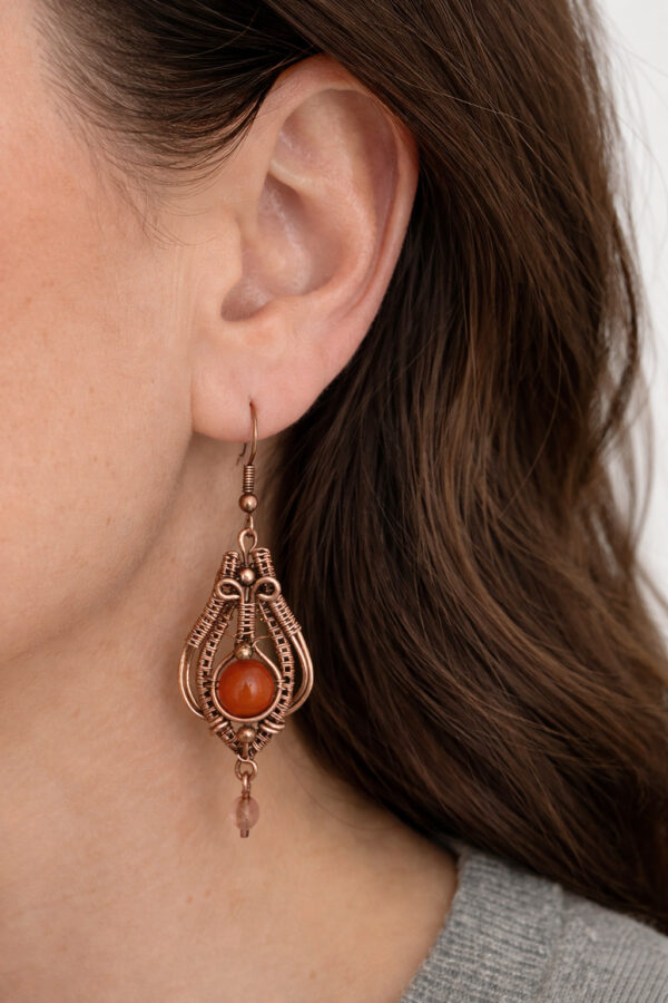 Kolczyki z miedzi, wire wrapping