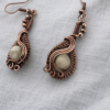 Kolczyki z kamieniem naturalnym, ręcznie robione z miedzi- wire wrapping