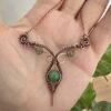Naszyjnik z awenturynem, miedziany, handmade