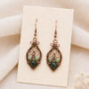 Miedziane kolczyki z agatem drzewnym Taika Jewelry wire wrapping.