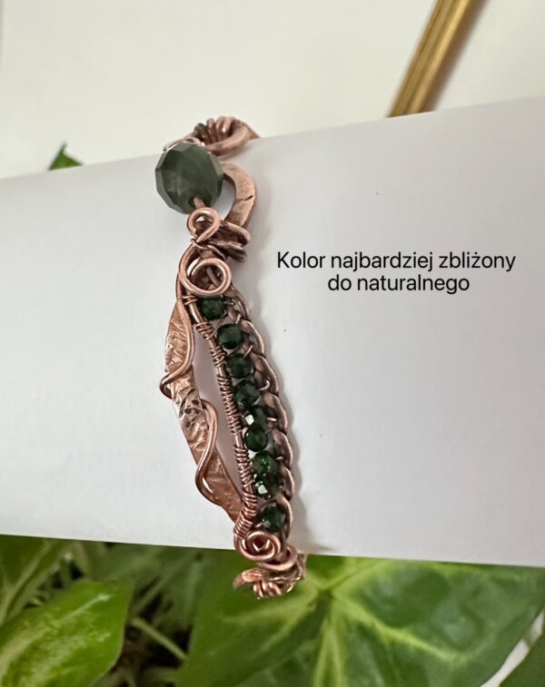 Miedziana bransoletka handmade z naturalnym jaspisem