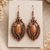 ręcznie robione kolczyki wiszące z czystej miedzi wire wrapping
