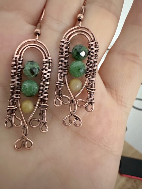Artystyczne kolczyki miedziane handmade talizman transformacji i zmiany