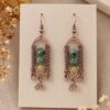 Miedziane kolczyki wire wrapping z naturalnym epidotem i miodowym topazem